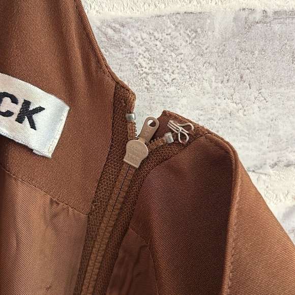 Vintage PATRICK 100% Silk Maxi Dress Brown Button Up Slit Women’s Size 10 - Picture 4 of 11